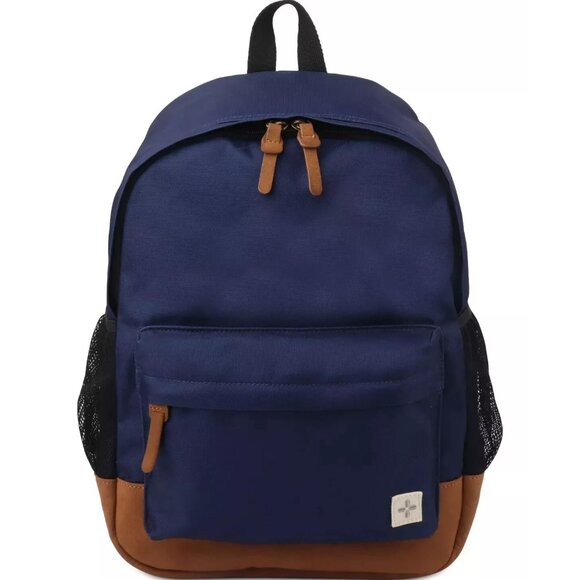 Backpack Book Bag Gray Sun Stone Navy Tan School Laptop Work Travel NWT - Picture 1 of 1
